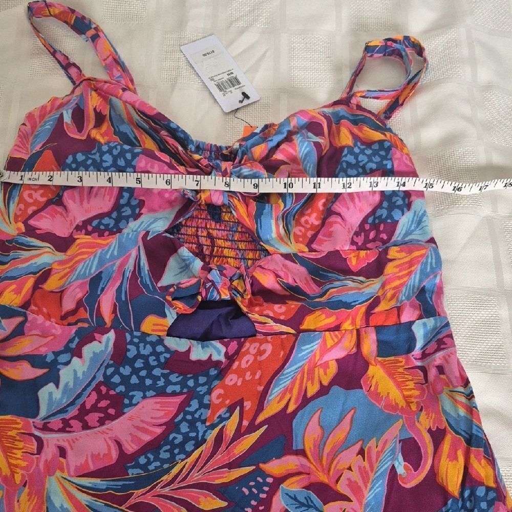 Guess Vibrant Floral Maxi Dress in Blue and Pink - Picture 8 of 16